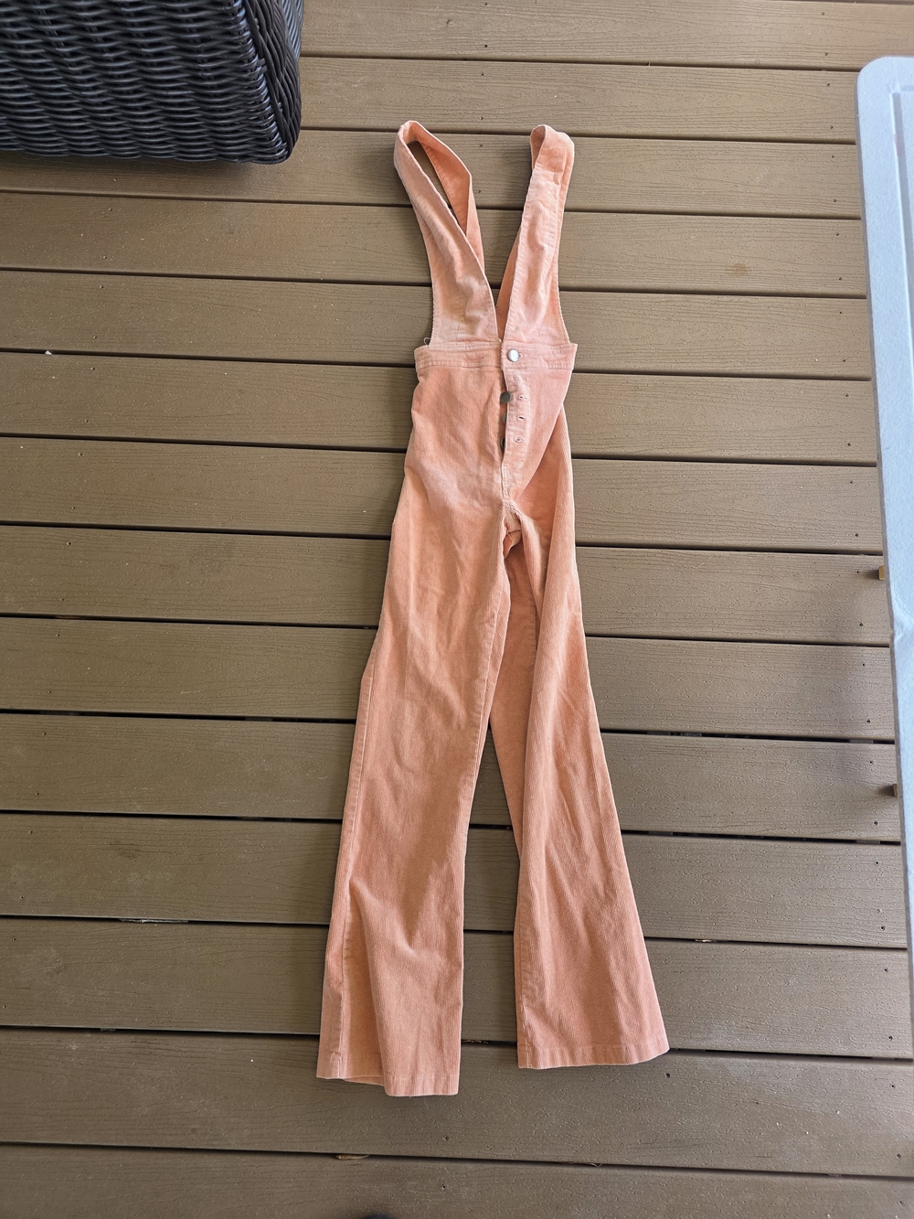 Cottagecore Gianni Bini Peach Corduroy Flared Women’s Overalls